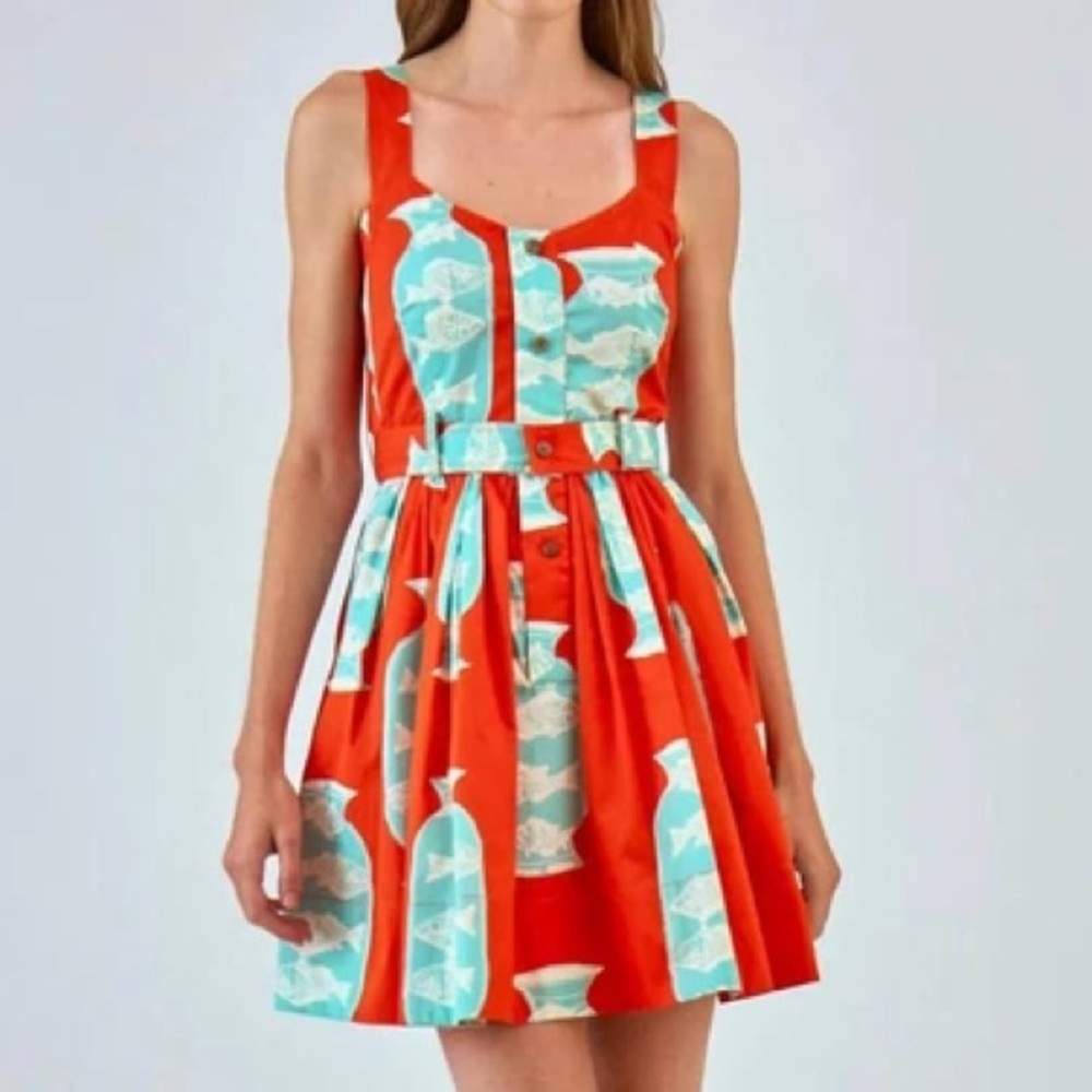 Hunter Bell Eileen Mini Dress in Herring Red Size 4 NWT - Picture 4 of 15